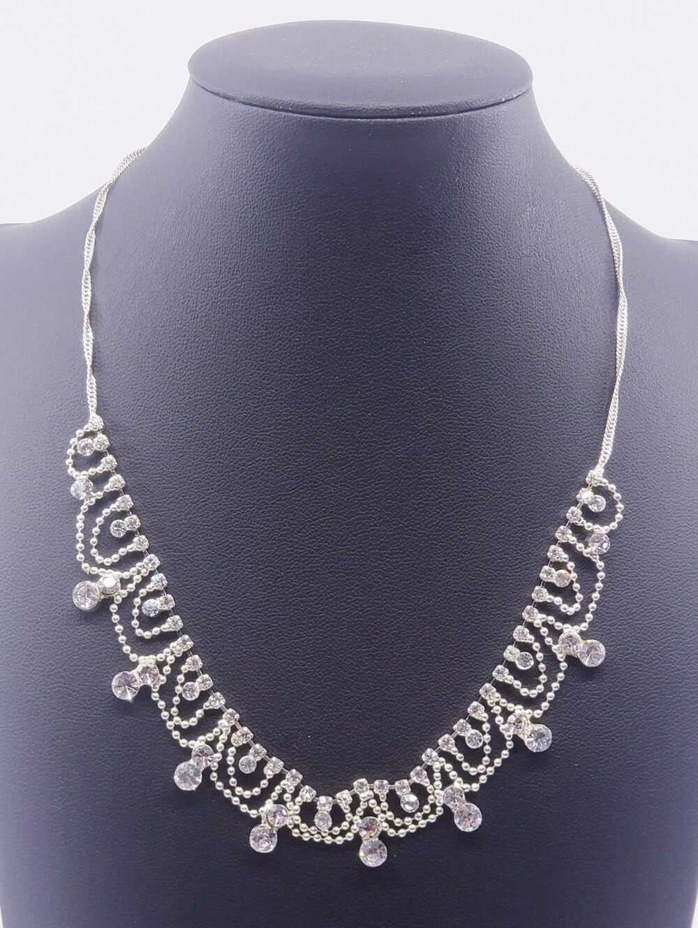 Claire's Silver Tone Crystal Loop Drop Necklace